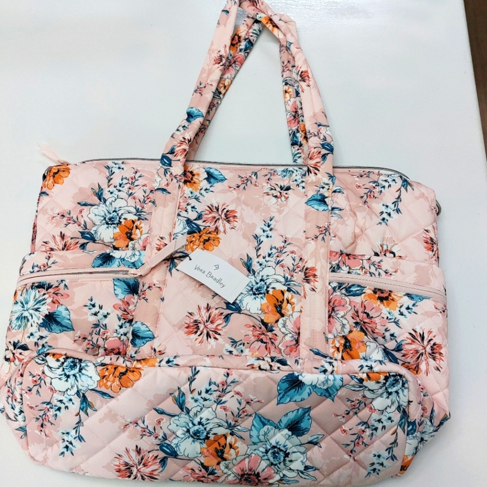 Vera Bradley Performance Twill Large Multi Strap Tote Peach Blossom Bouquet NWT